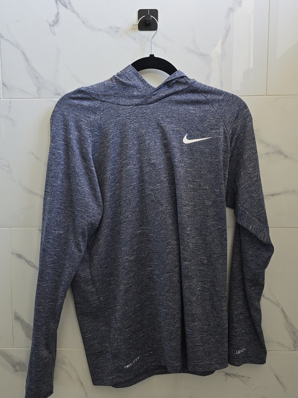 Nike Men’s Heather Navy Hooded Long Sleeve Dri-FIT Top